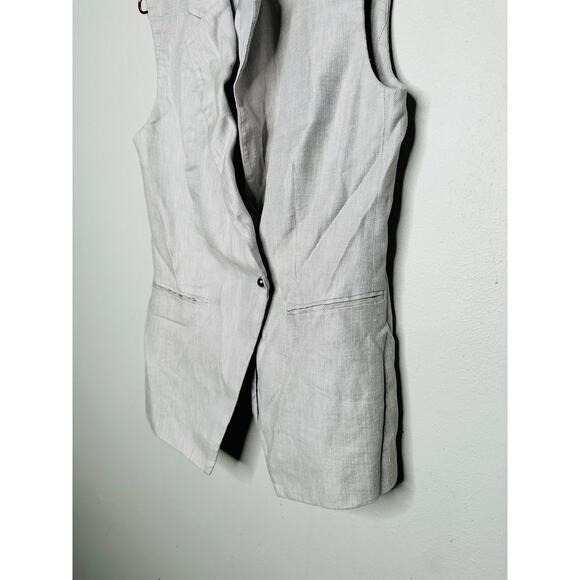 DEREK LAM 10 CROSBY Gray Linen Blend Sleeveless Taylor Vest Size 2 - Picture 8 of 16